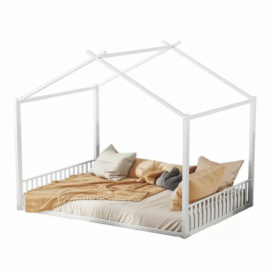 Ulife Hausbett Metallbett Flachbett Kinderbett mit Lattenrost (Ohne Matratz günstig online kaufen