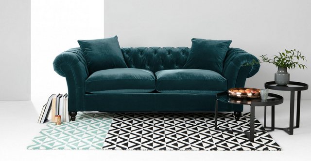 Xlmoebel Sofa Sofa mit Design, 3-Sitzer Couch, Chesterfield-Samt-Polsterung günstig online kaufen