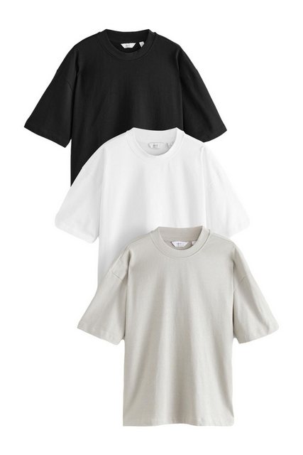 Next T-Shirt 3er-Pack Oversized T-Shirts aus schwerer Baumwolle (3-tlg) günstig online kaufen