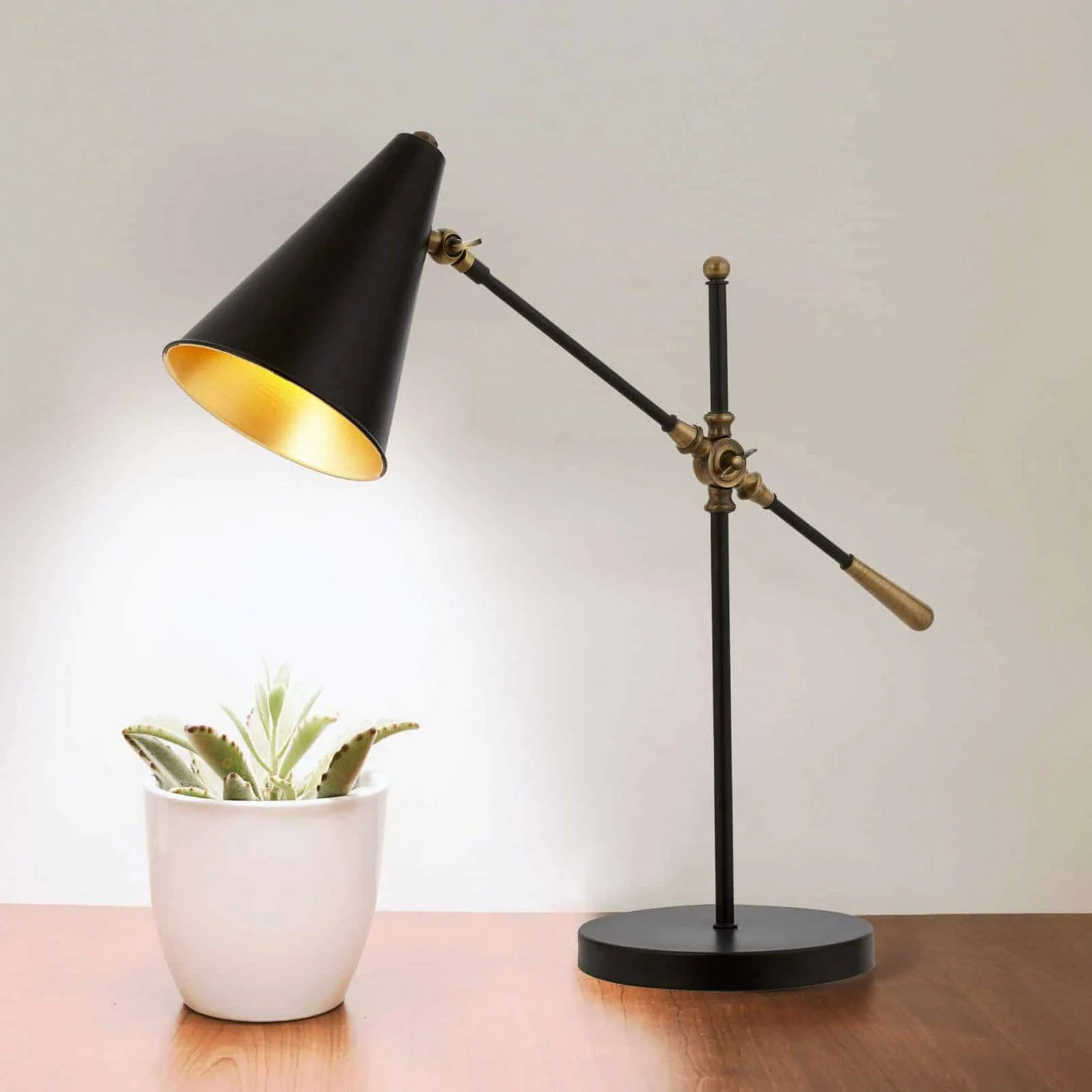 Tischleuchte Nelu, schwarz, Höhe 60 cm, Metall, justierbar günstig online kaufen