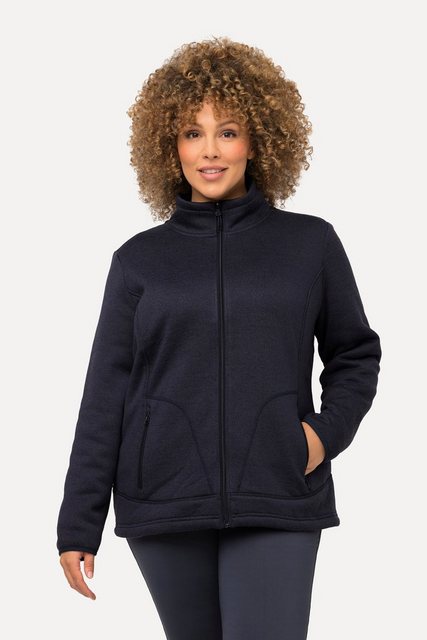 Ulla Popken Sweatjacke Strickfleece-Jacke Teddyfleece Stehkragen günstig online kaufen