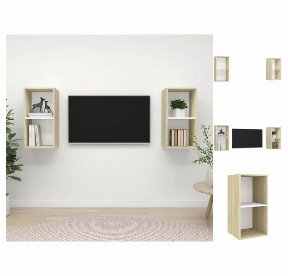 vidaXL TV-Schrank TV-Wandschränke 2 Stk Weiß Sonoma-Eiche Spanplatte günstig online kaufen