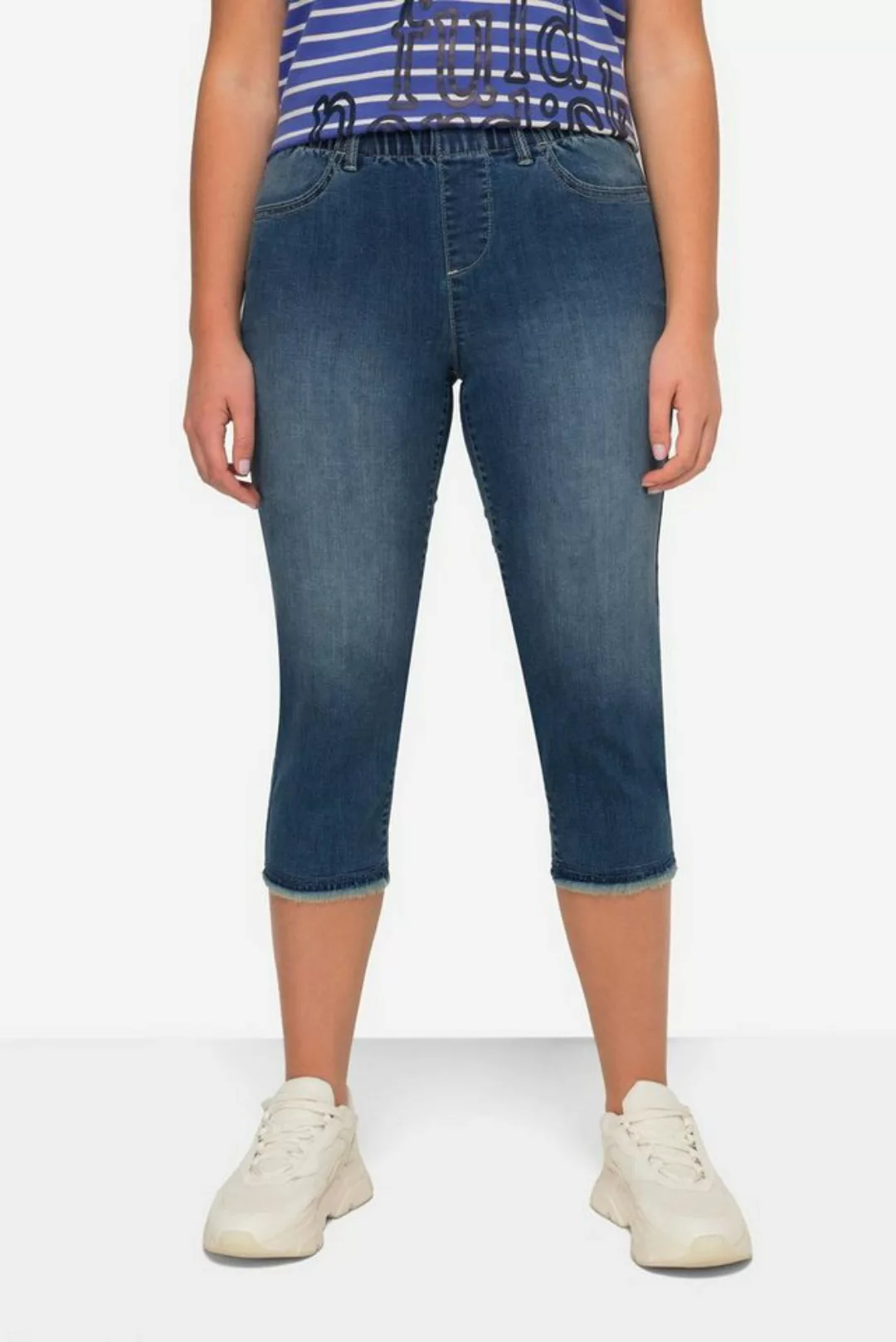 Laurasøn Regular-fit-Jeans Caprijeans Jeggings Fransensaum Elastikbund günstig online kaufen