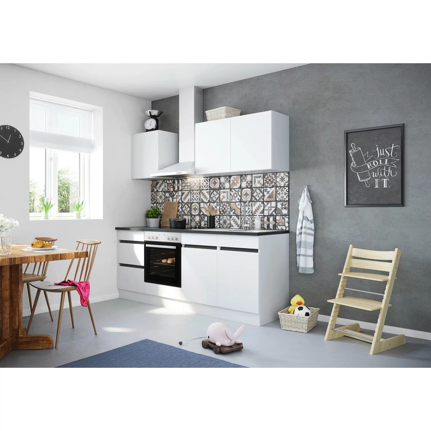 Optifit Küchenzeile/Küchenblock OPTIkombi Luca932 mit E-Geräten 210 cm Brei günstig online kaufen