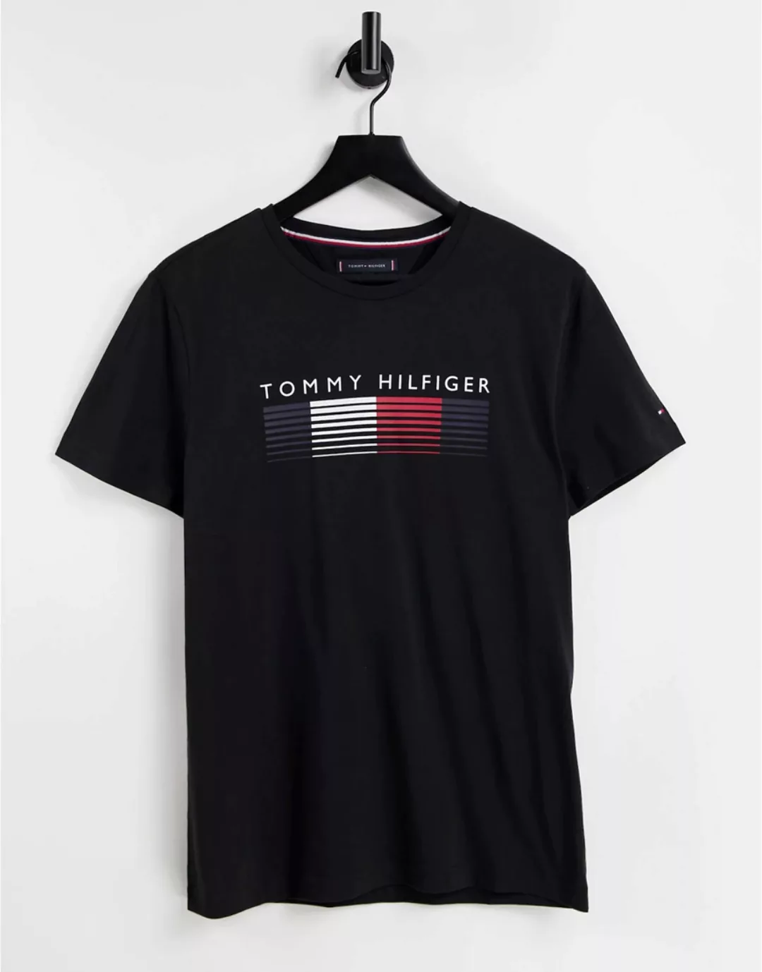 Tommy Hilfiger – T-Shirt mit Logo auf der Brust in ausgeblichener Optik-Sch günstig online kaufen