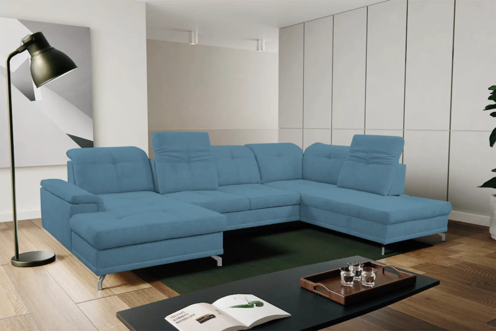 WERK2 Wohnlandschaft "Basel U-Form", Großes U-Sofa mit Schlaffunktion, Sitz günstig online kaufen