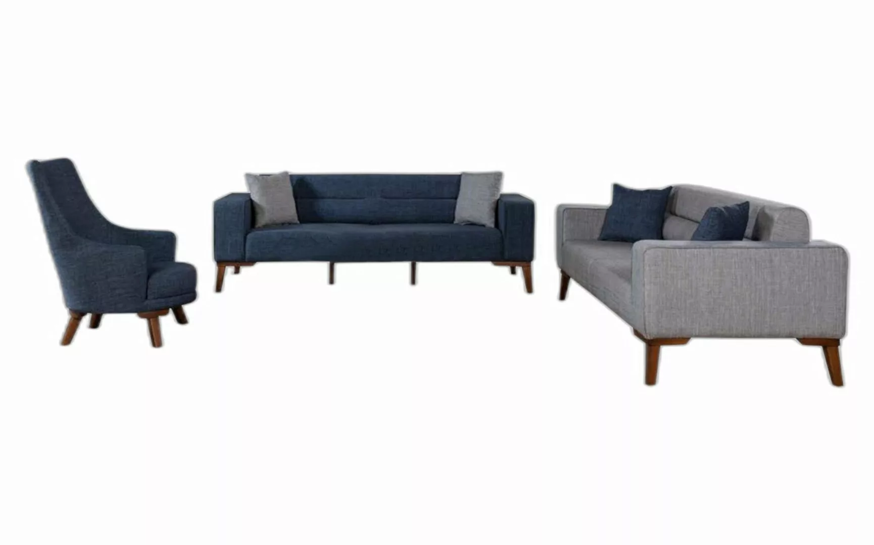 Xlmoebel Sofa Graublaues Sofa-Set Zeitgenössisches Möbelstück 331 Plätze Te günstig online kaufen