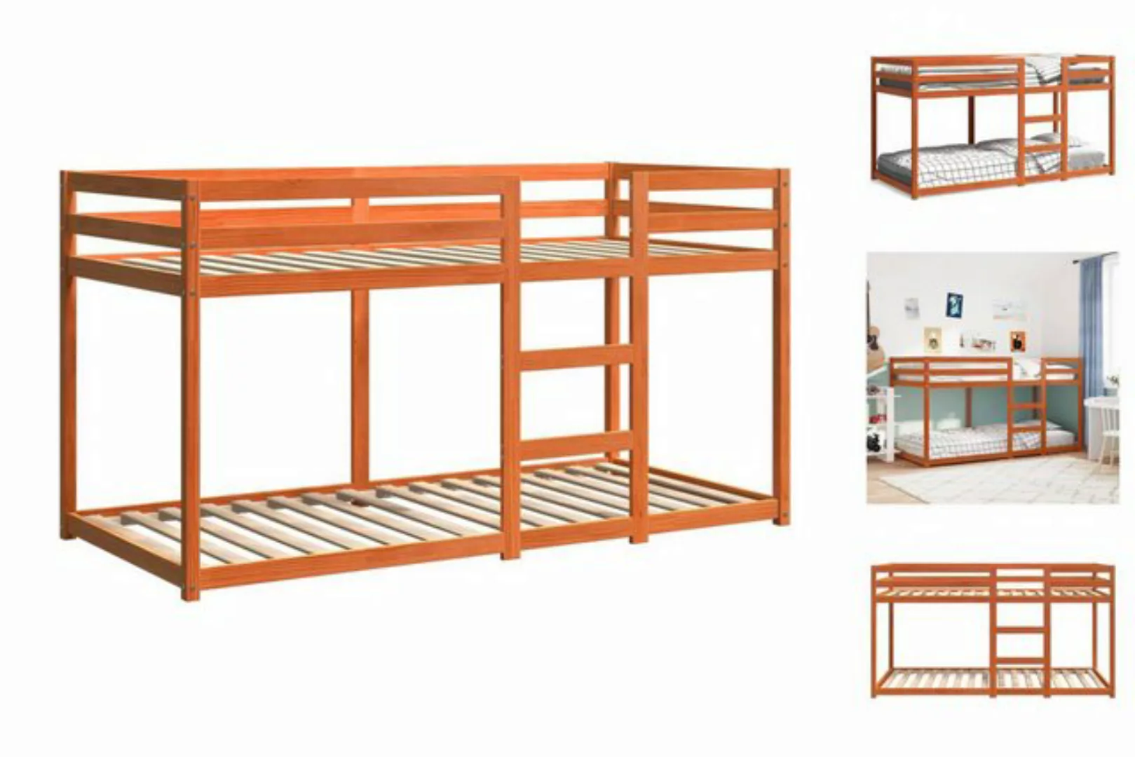 vidaXL Etagenbett Kinderbett Etagenbett Wachsbraun 75x190 cm Massivholz Kie günstig online kaufen