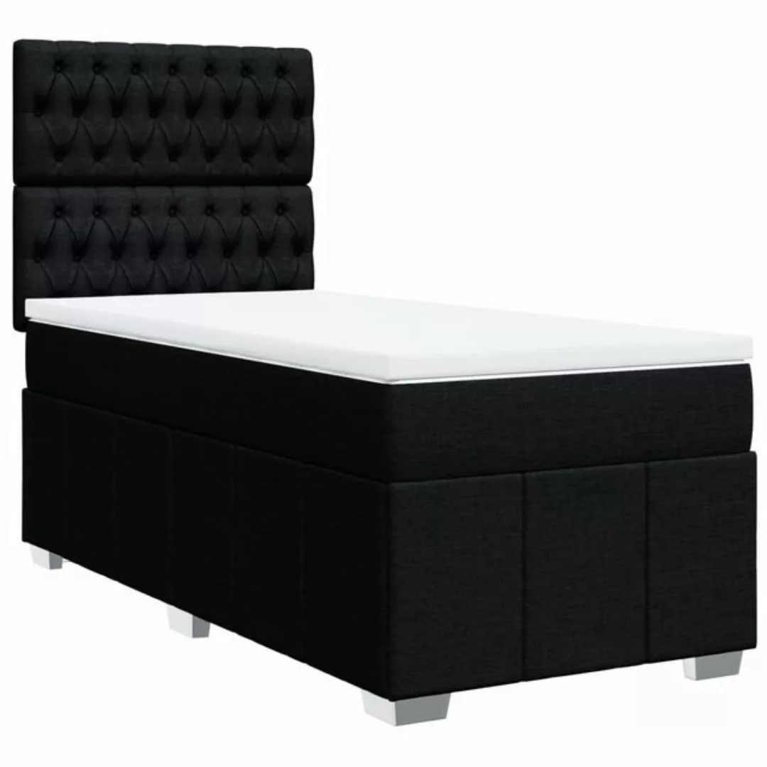 vidaXL Bett Boxspringbett mit Matratze Schwarz 80x200 cm Stoff günstig online kaufen