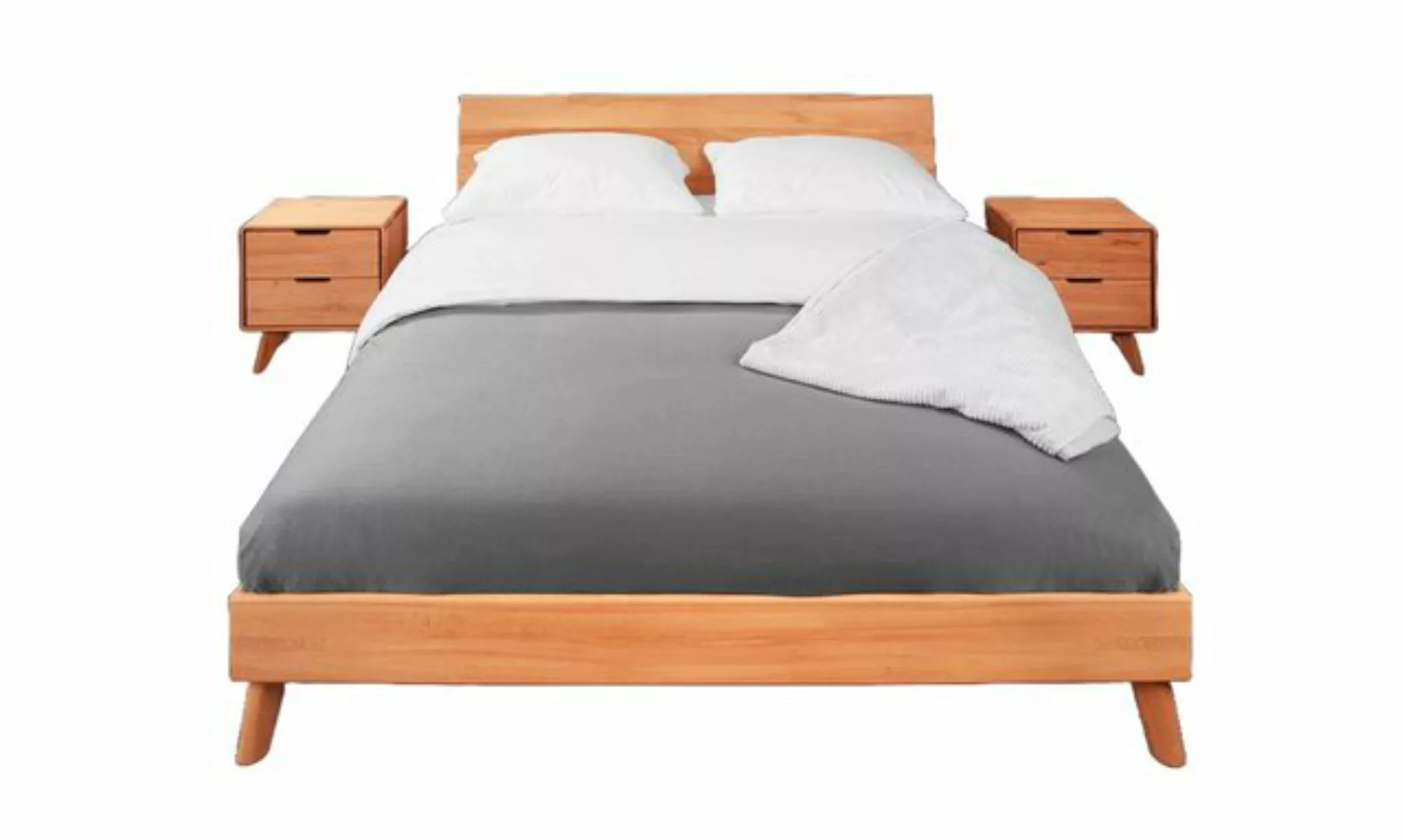 Natur24 Einzelbett Bett Gerg 1 Sonderlänge 160x190 Kernbuche Holzkopfteil u günstig online kaufen