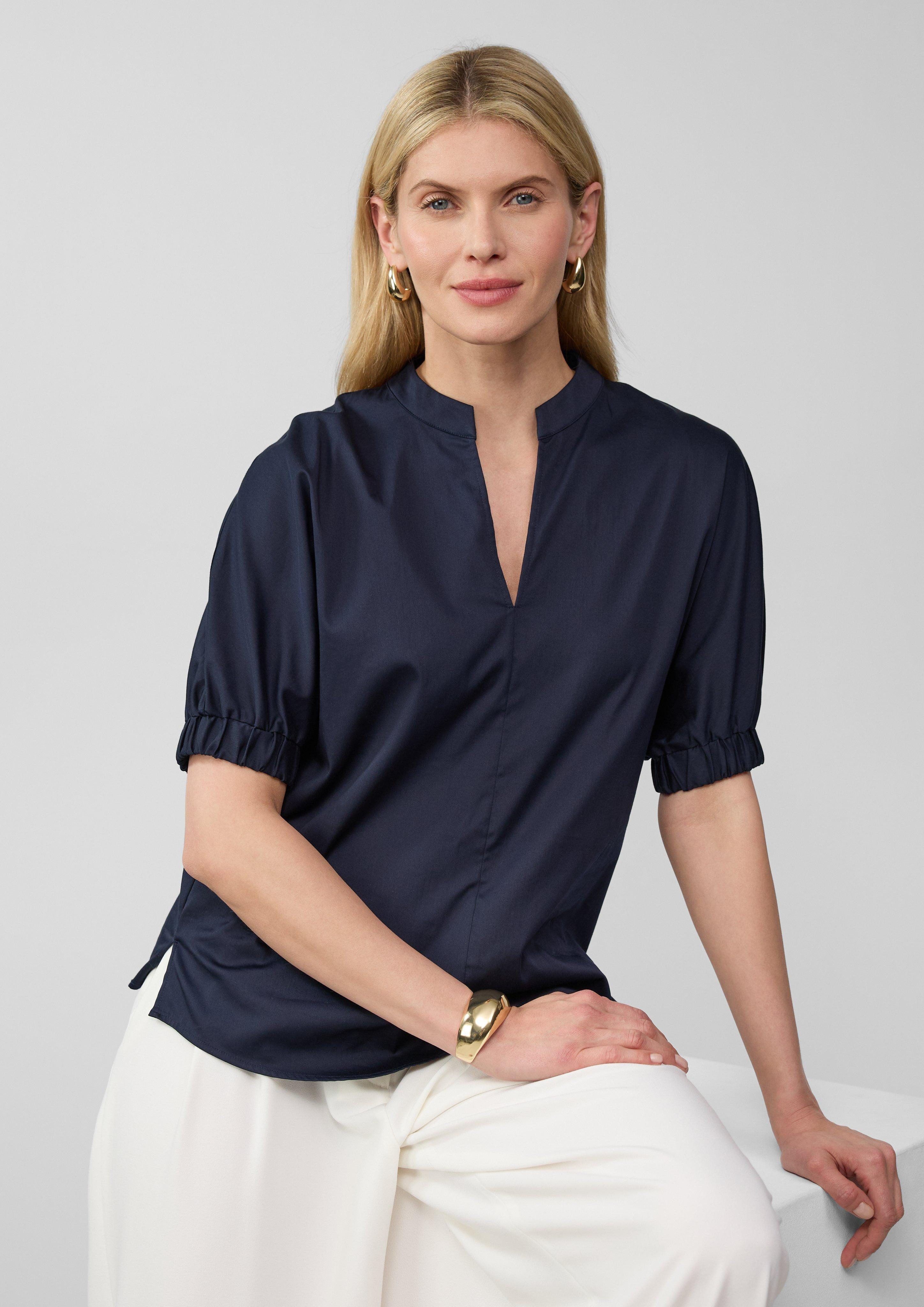 s.Oliver BLACK LABEL Kurzarmbluse mit Tunika-Ausschnitt günstig online kaufen