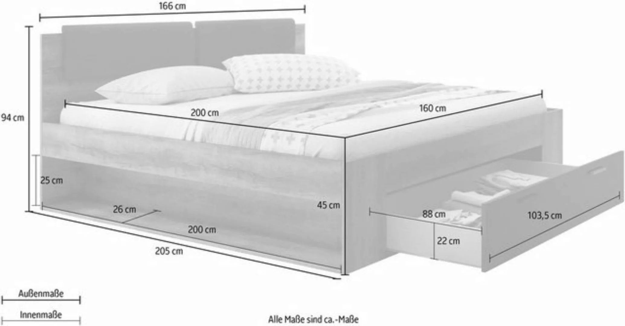 INOSIGN Stauraumbett "Galaxy Doppelbett mit komfortablen, gepolsterten Kopf günstig online kaufen