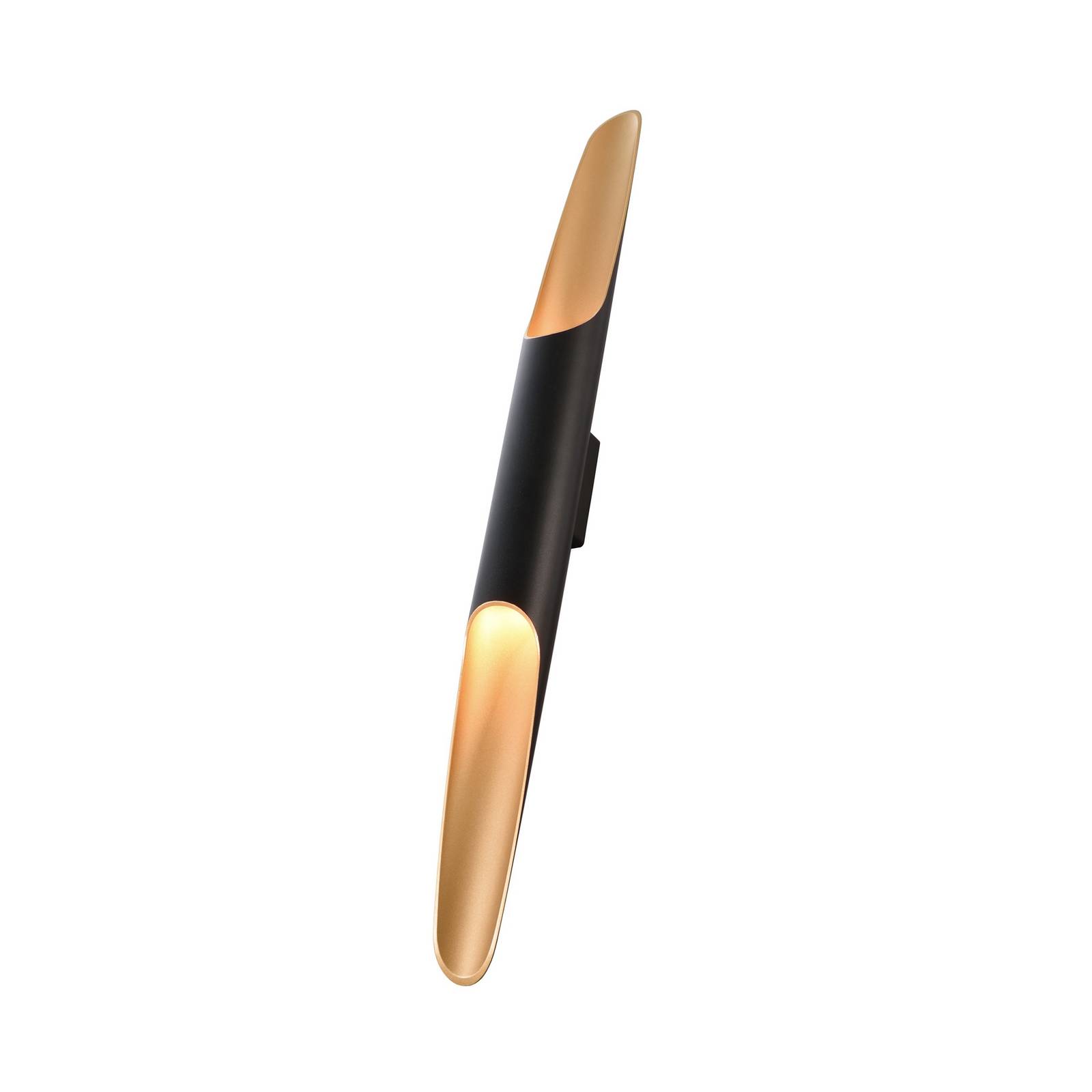 LED-Wandleuchte Apodis, schwarz/gold, Höhe 80 cm, Metall dim günstig online kaufen