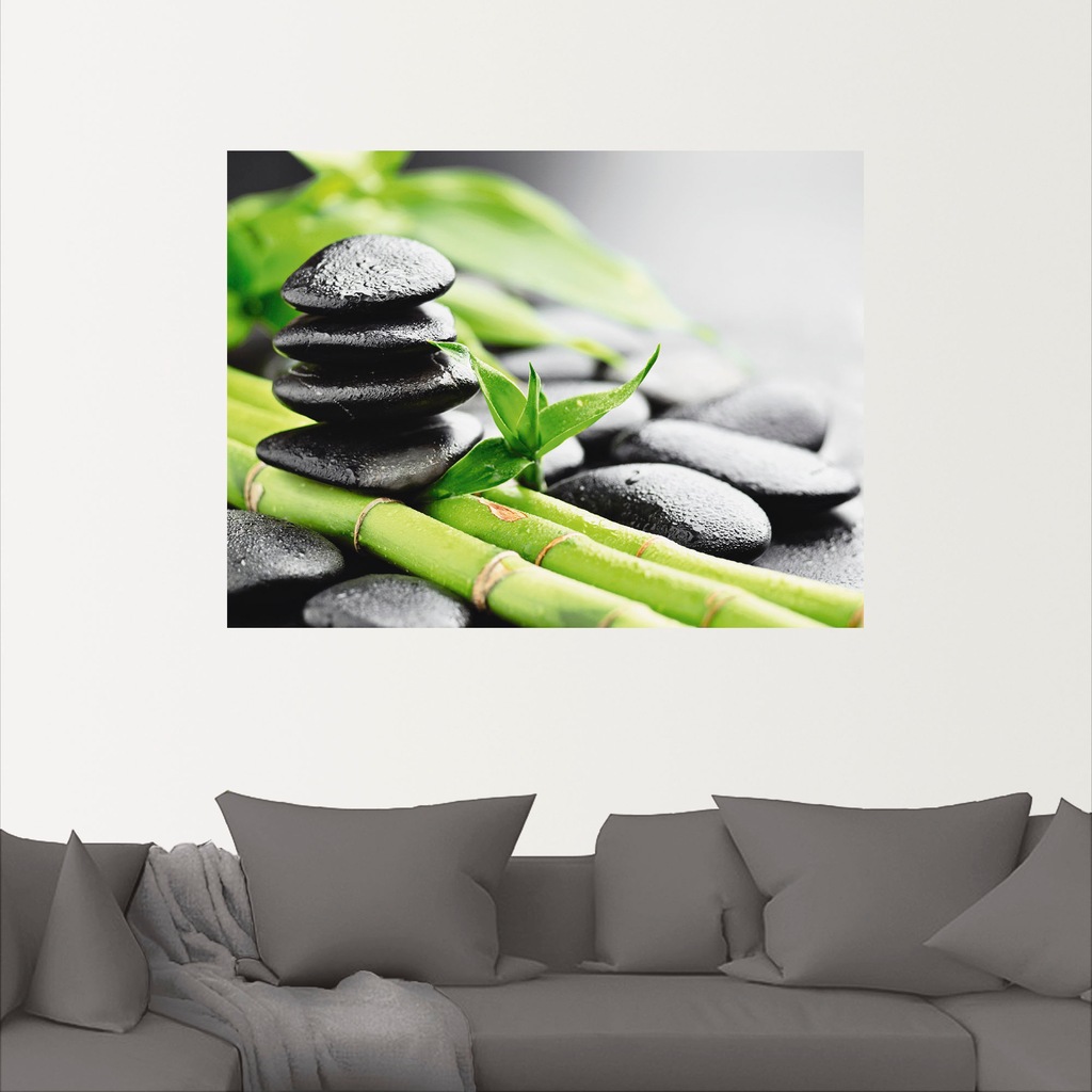 Artland Wandbild "Wachstum - Lavasteine Bambus", Zen, (1 St.), als Alubild, günstig online kaufen