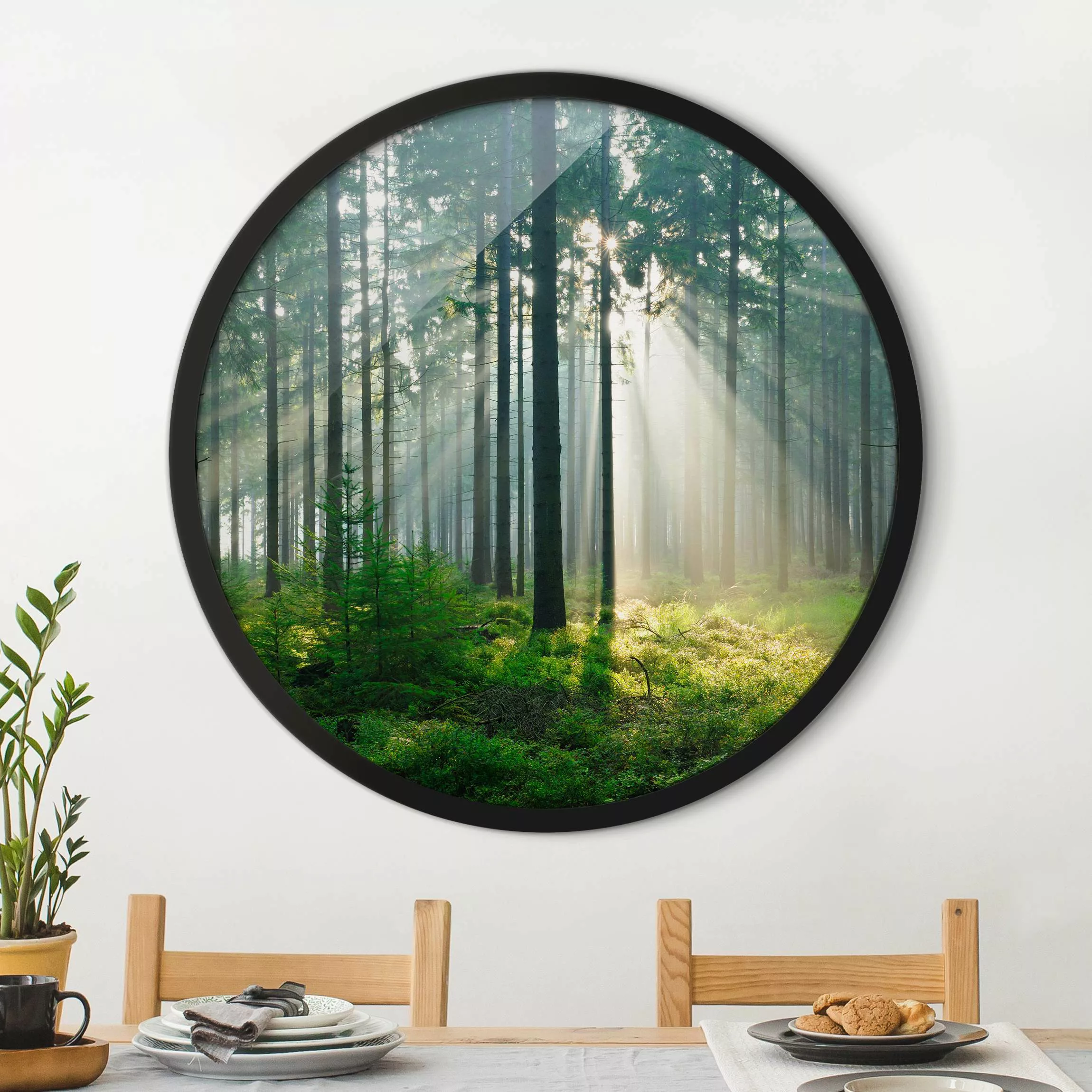 Rundes Gerahmtes Bild Enlightened Forest günstig online kaufen