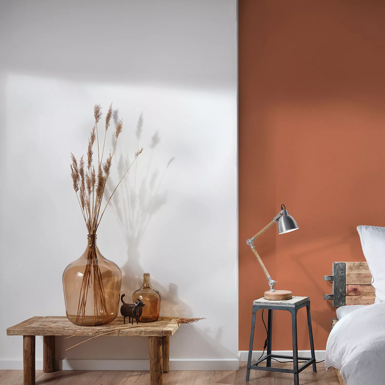 Bricoflor Terracotta Tapete Einfarbig Uni Vliestapete in Leinenoptik Orange günstig online kaufen
