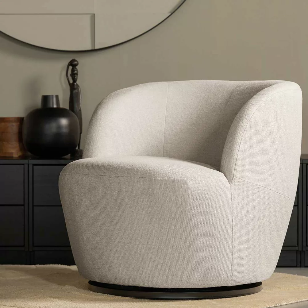 Lounge Einzelsessel Offwhite in modernem Design Sockel drehbar günstig online kaufen