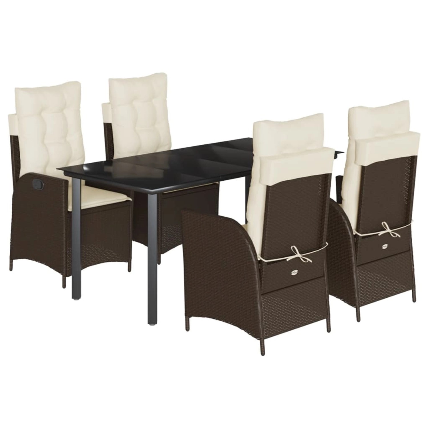 vidaXL 5-Tlg Garten-Essgruppe mit Kissen Braun Poly Rattan 3213208 günstig online kaufen