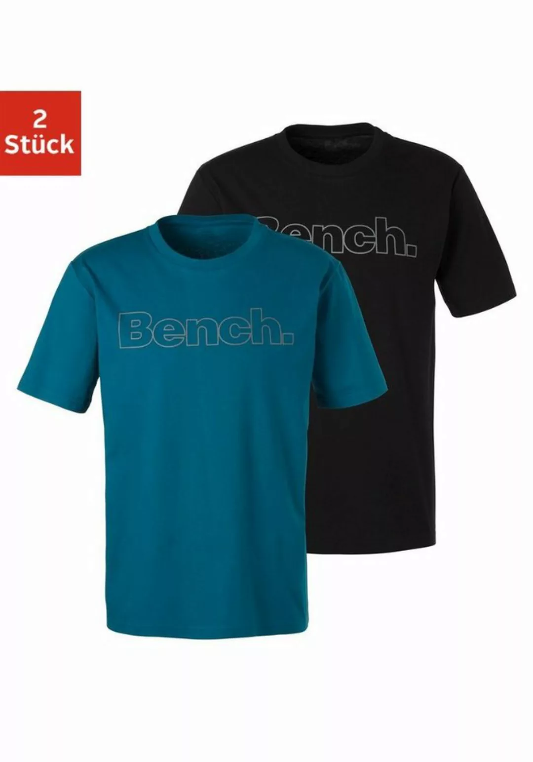 Bench. Loungewear T-Shirt (2-tlg) Shirt mit Logoprint, Basicshirt mit Rundh günstig online kaufen