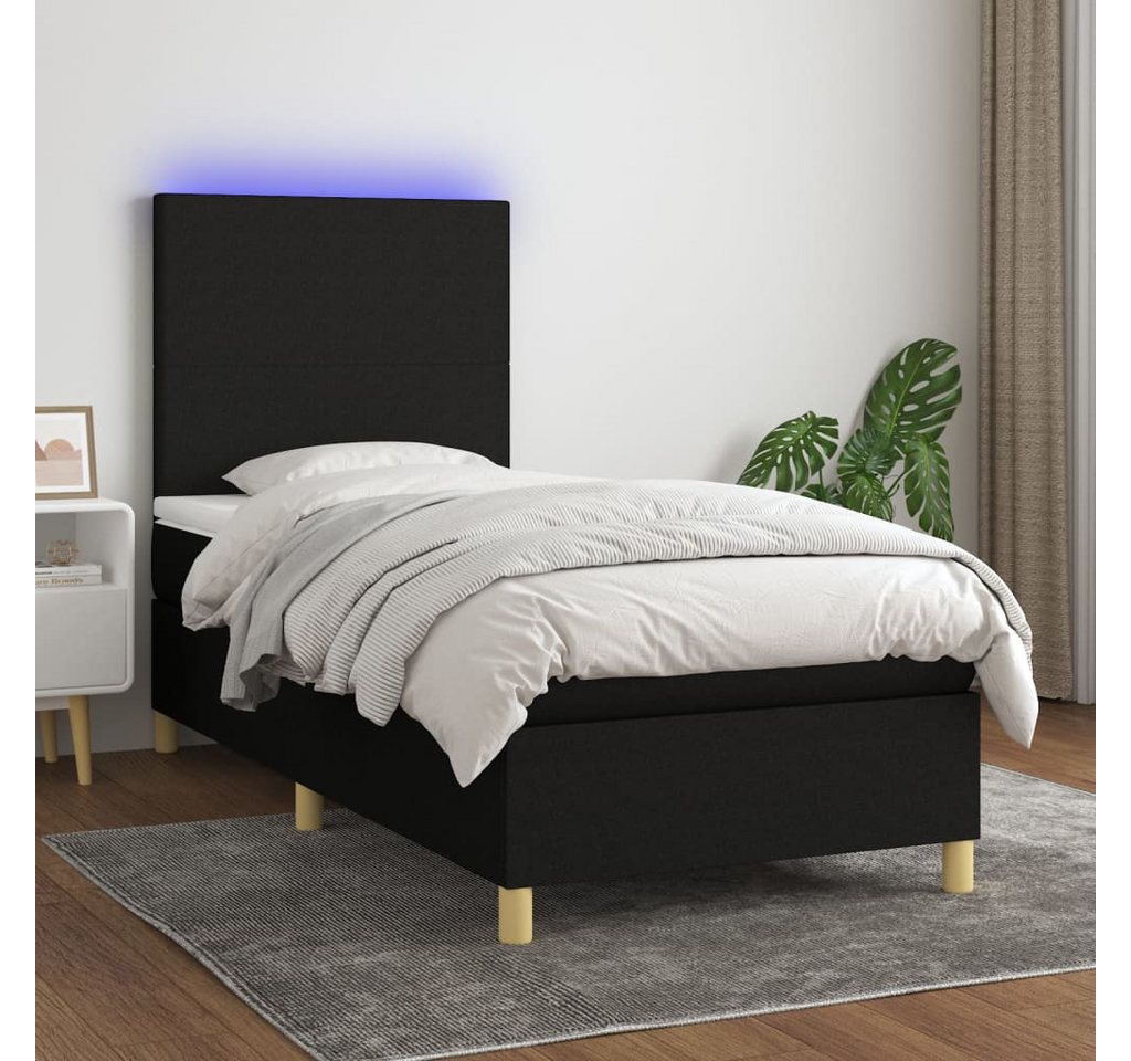 vidaXL Boxspringbett Boxspringbett mit Matratze LED Schwarz 80x200 cm Stoff günstig online kaufen