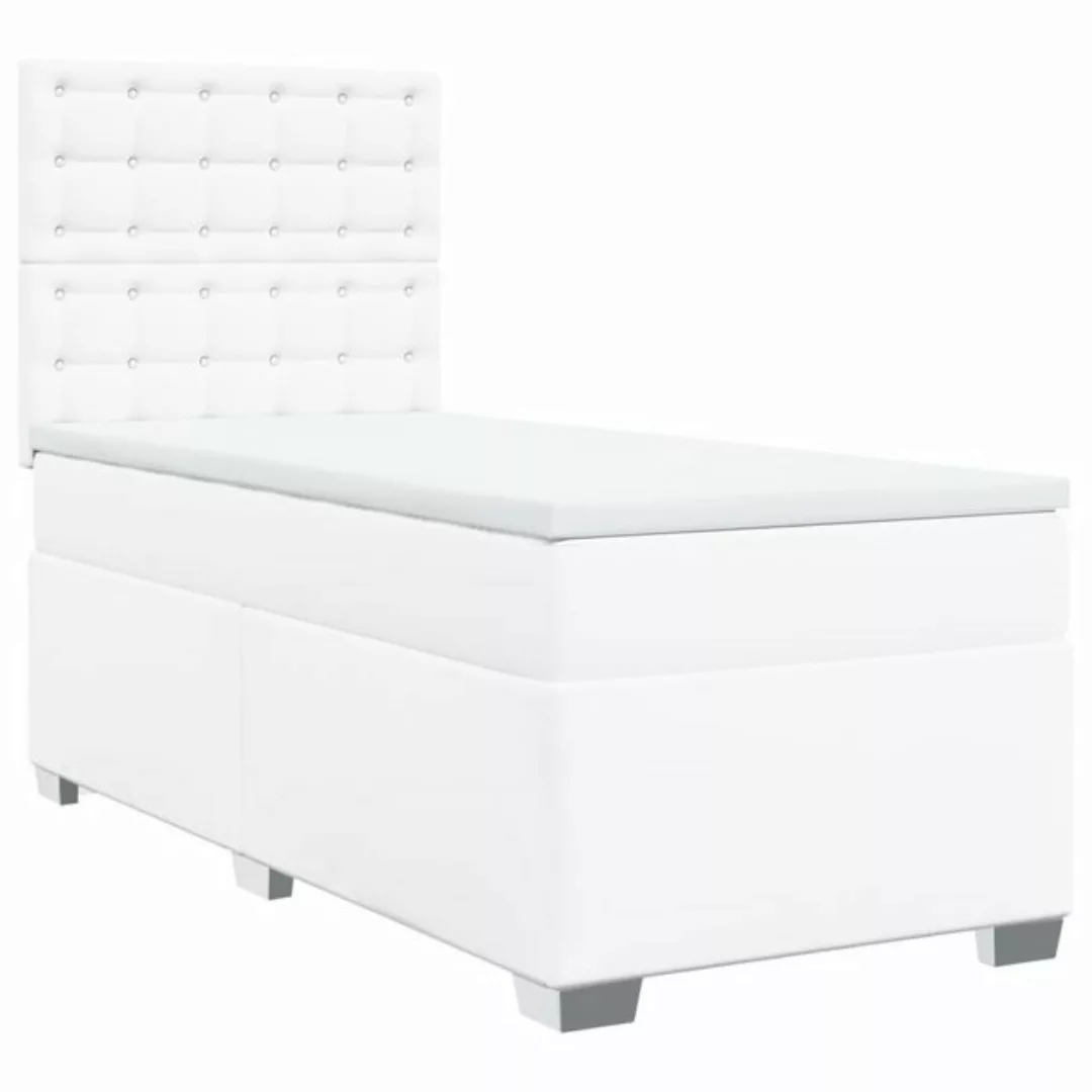 vidaXL Bett Boxspringbett mit Matratze Weiß 80x200 cm Kunstleder günstig online kaufen