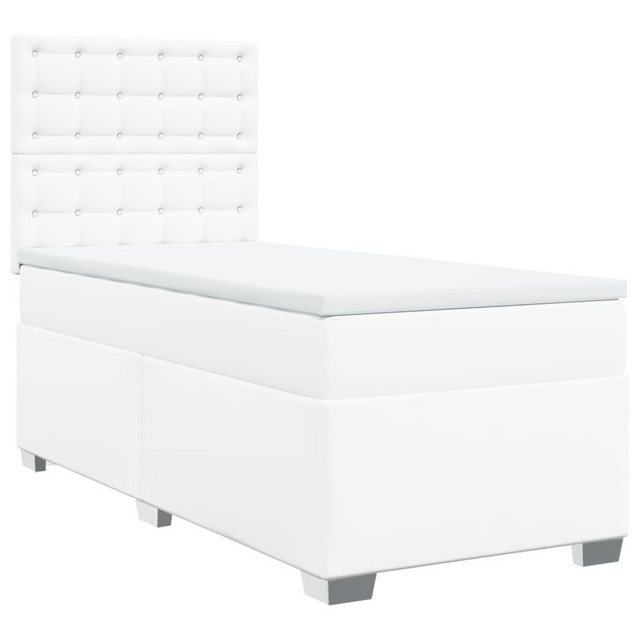 vidaXL Bett Boxspringbett mit Matratze Weiß 90x200 cm Kunstleder günstig online kaufen