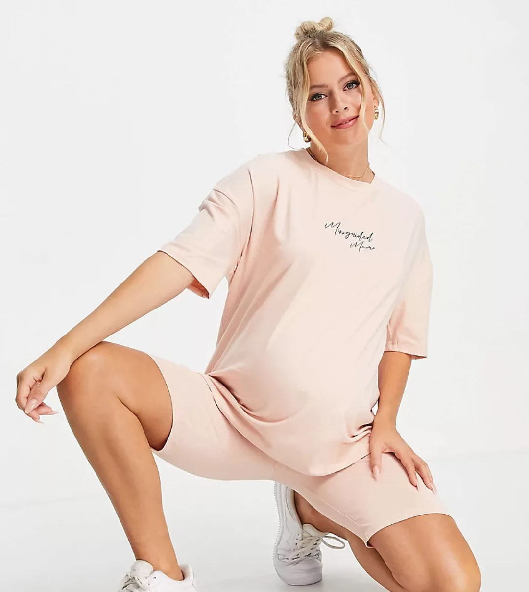 Missguided Maternity – Rosa Set aus Legging-Shorts und T-Shirt günstig online kaufen