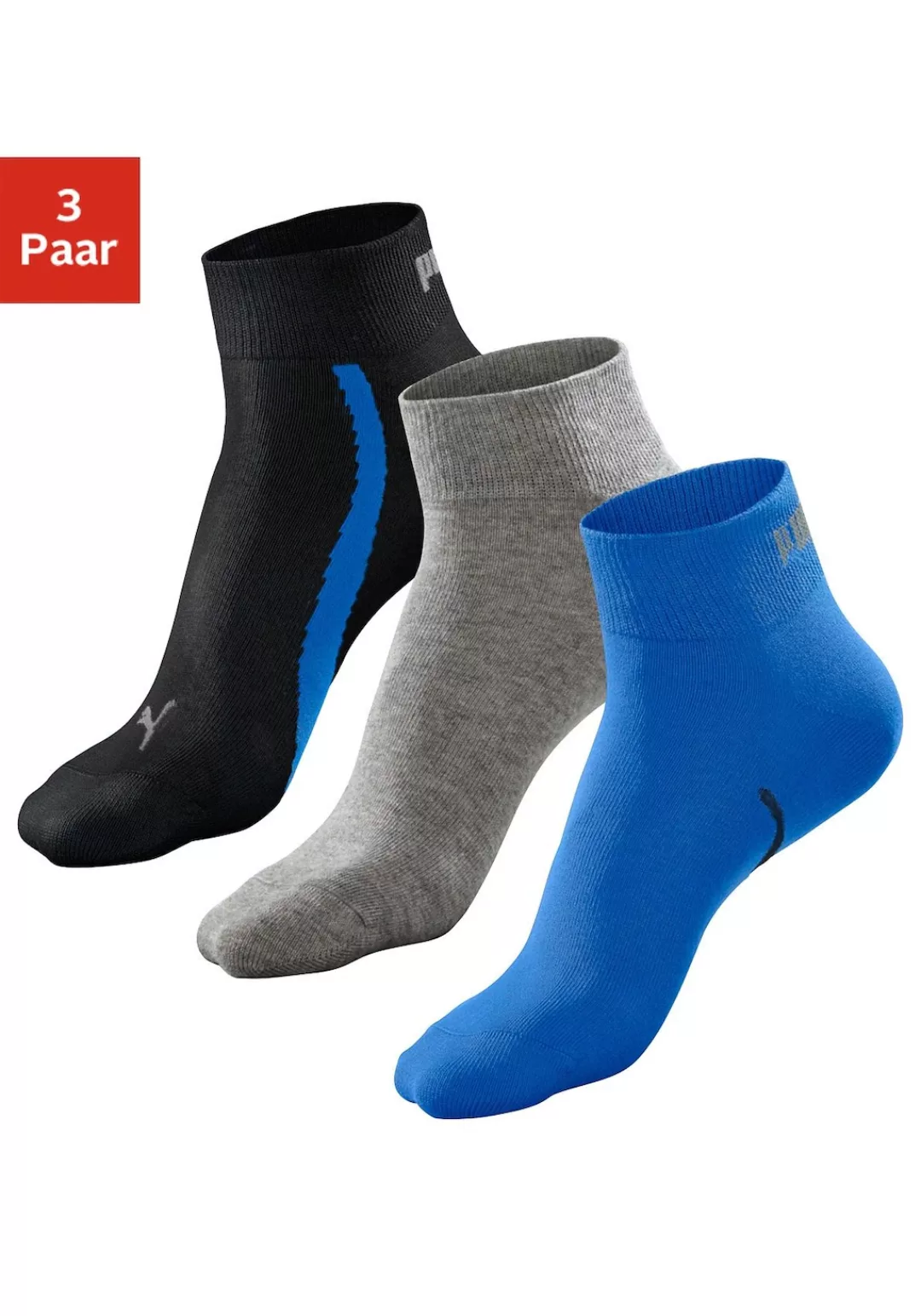 PUMA Sportsocken, (3er-Pack), mit kurzem geripptem Schaft günstig online kaufen