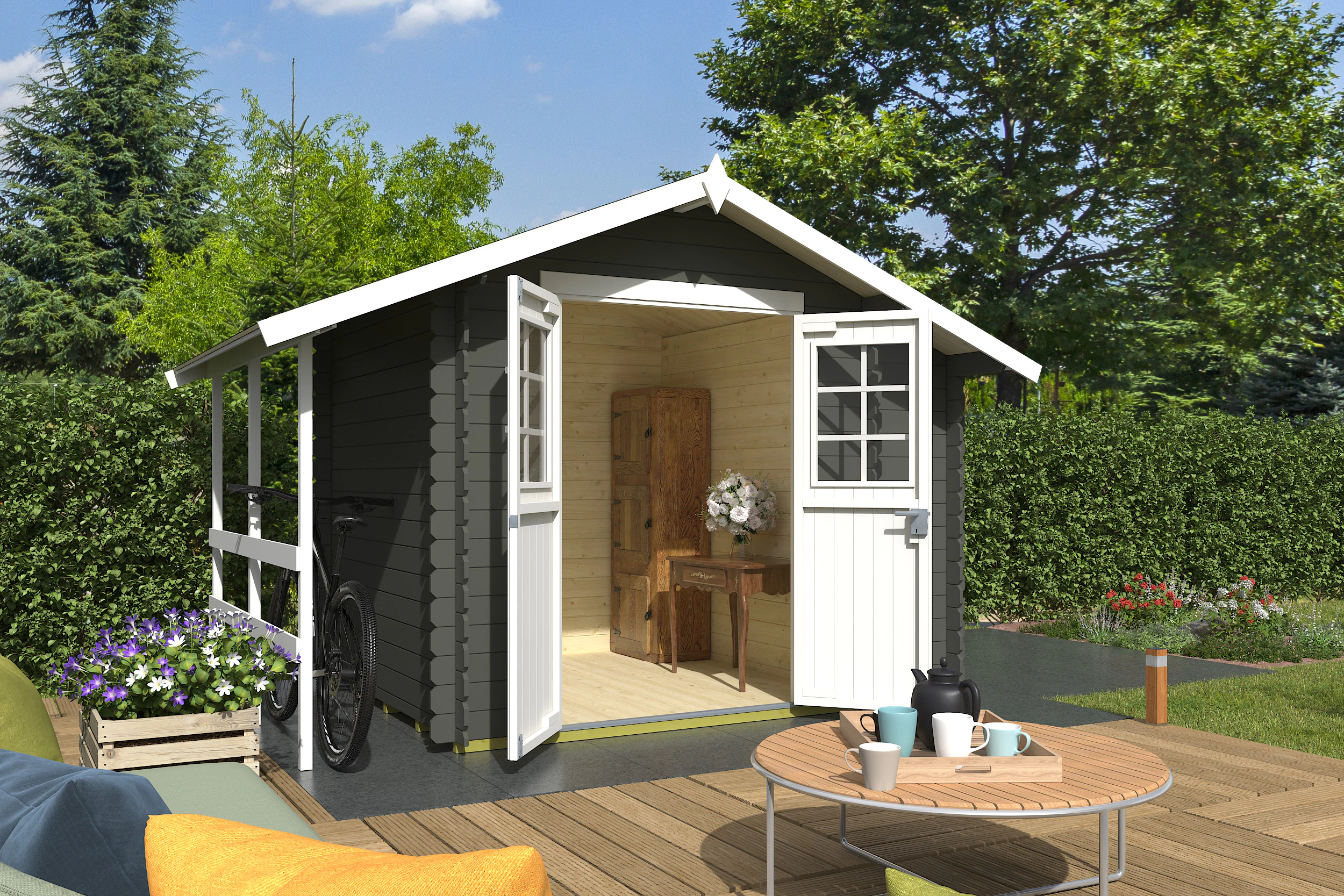 Nordic Holz Gartenhaus "Vilano 1", mit 3 getrennten Bereiche günstig online kaufen