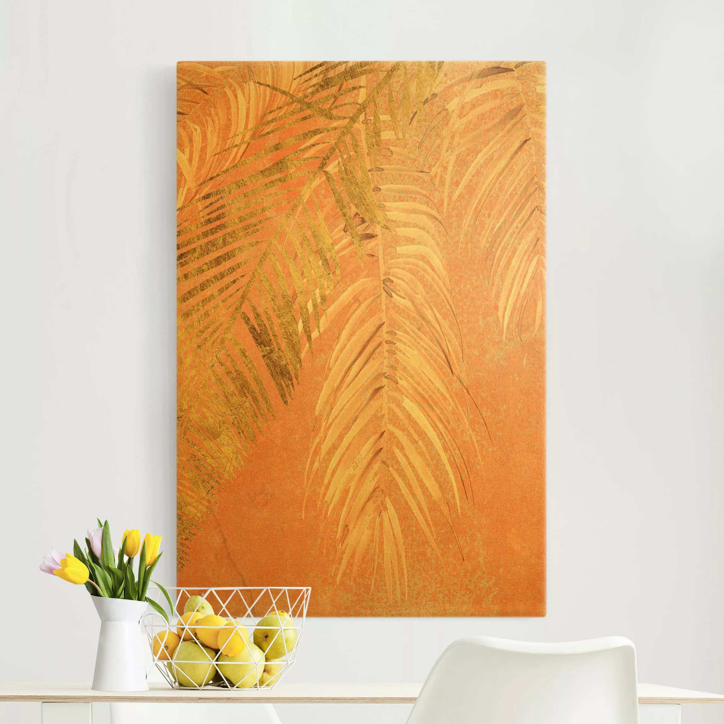 Leinwandbild Gold Palmenblätter Rosa und Gold I günstig online kaufen