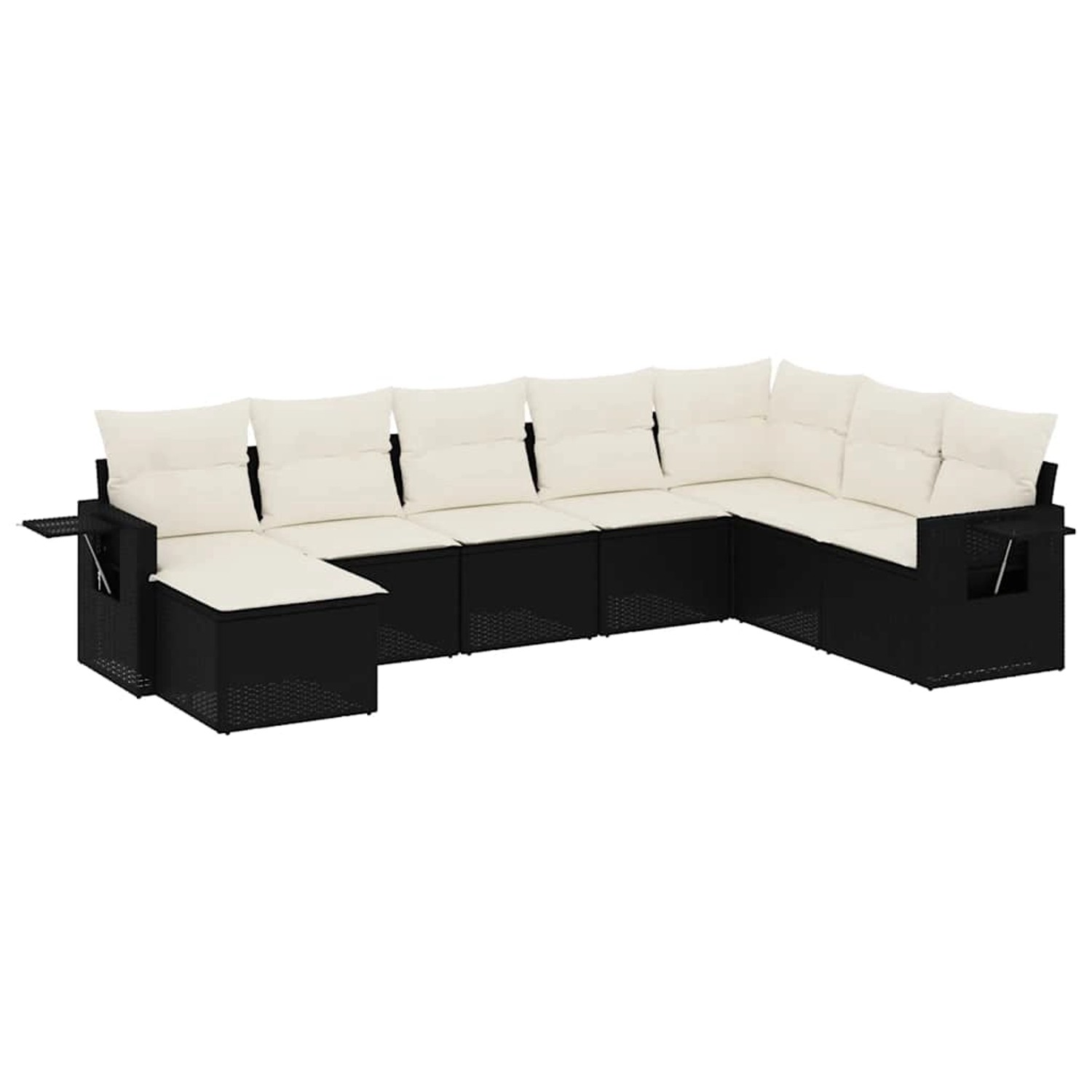 vidaXL 8-Tlg Garten-Sofagarnitur mit Kissen Schwarz Poly Rattan 3252893 günstig online kaufen