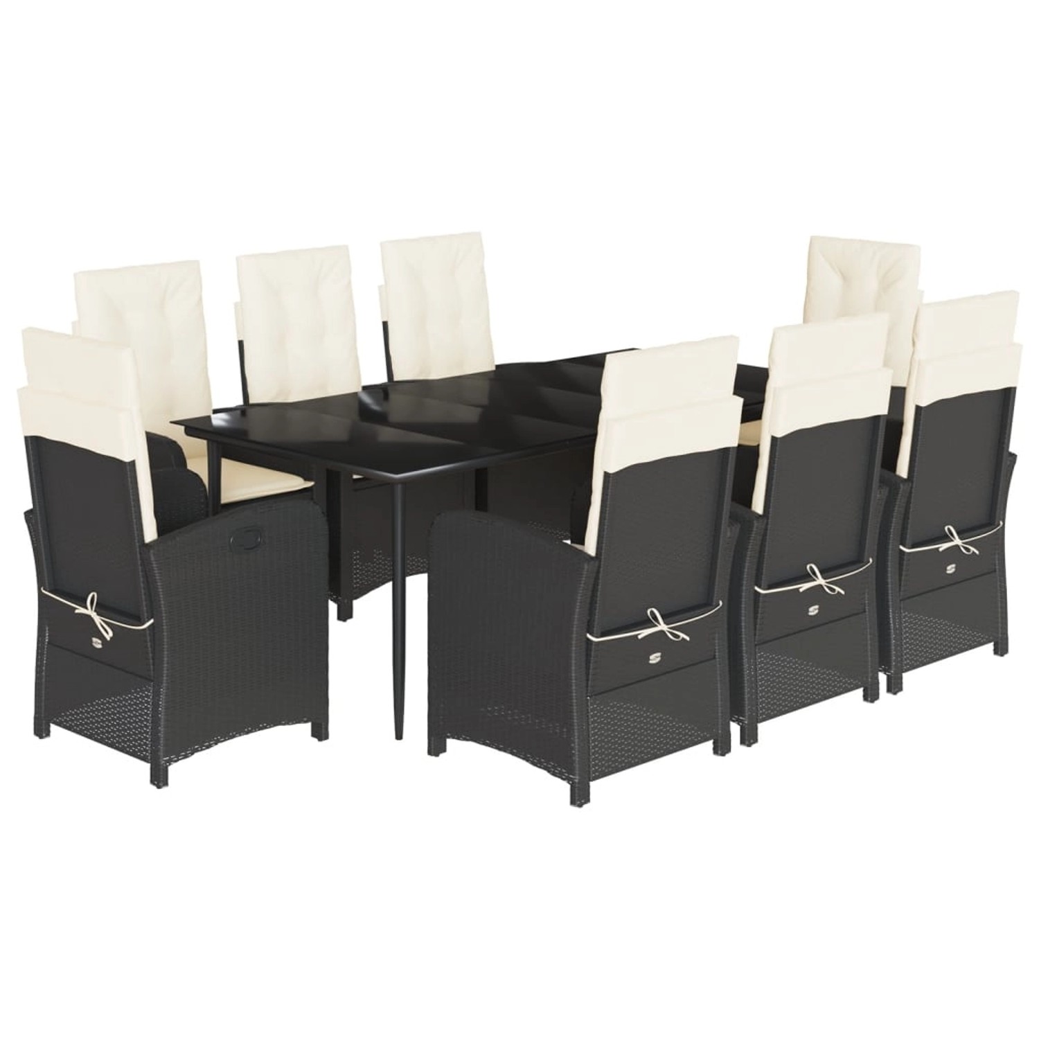 vidaXL 9-Tlg Garten-Essgruppe mit Kissen Schwarz Poly Rattan 3212299 günstig online kaufen