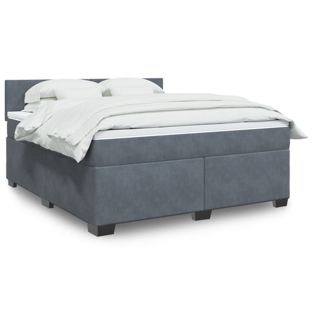 vidaXL Boxspringbett, Boxspringbett mit Matratze Dunkelgrau 180x200 cm Samt günstig online kaufen