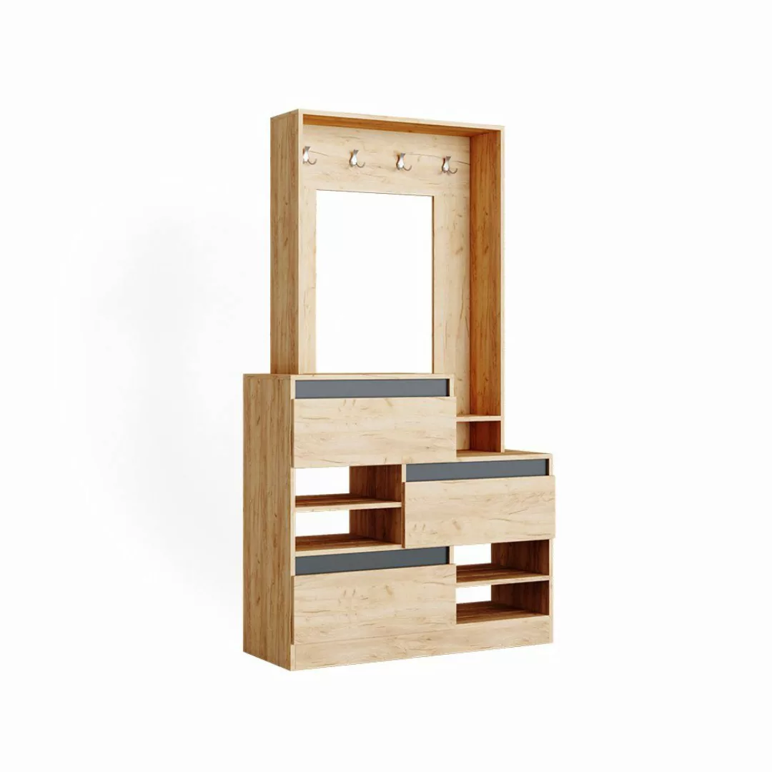 Vicco Garderoben-Set Evia, Goldkraft Eiche/Anthrazit, 100 günstig online kaufen