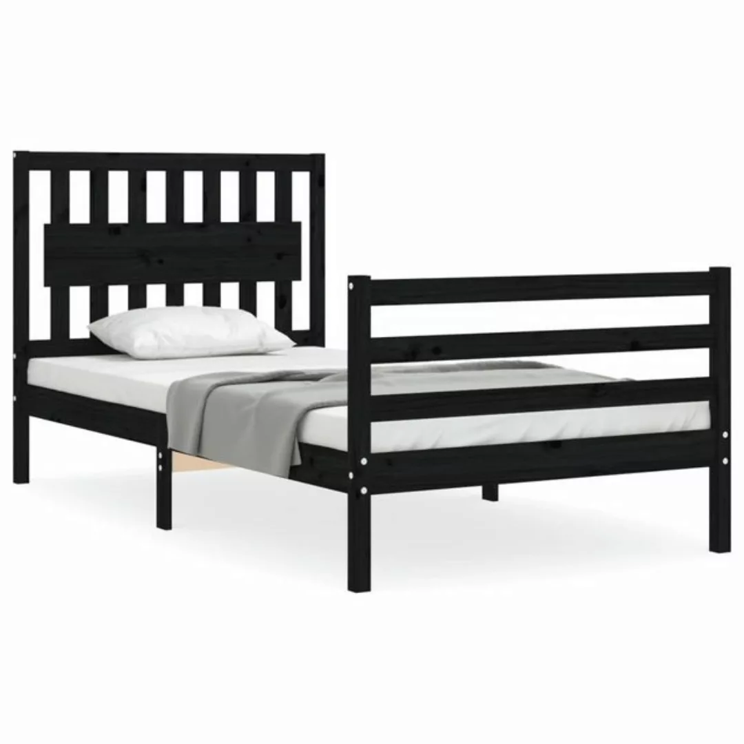 furnicato Bett Massivholzbett mit Kopfteil Schwarz 100x200 cm günstig online kaufen