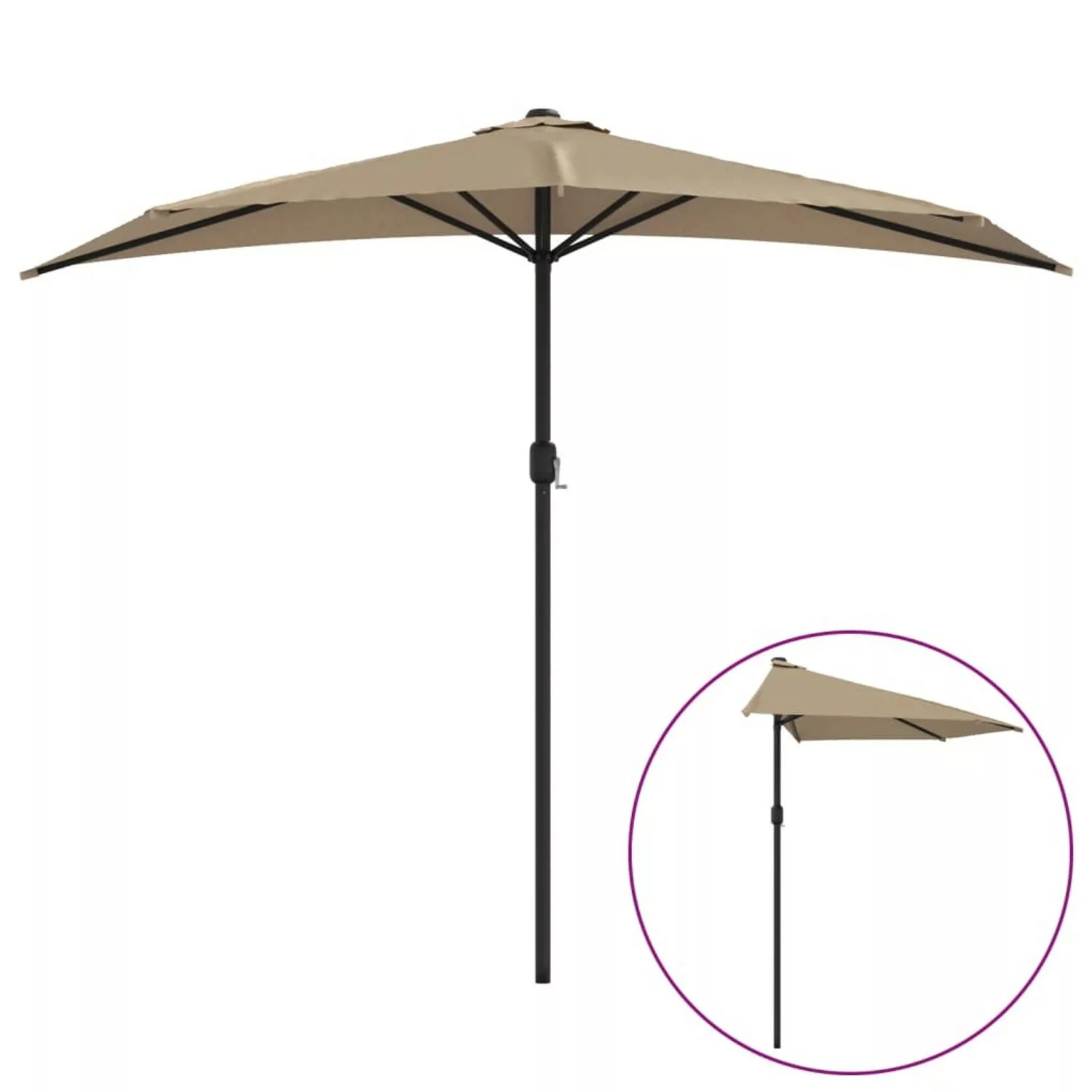 furnicato Balkon-Sonnenschirm mit Alu-Mast Taupe 270x144 cm Halbrund günstig online kaufen