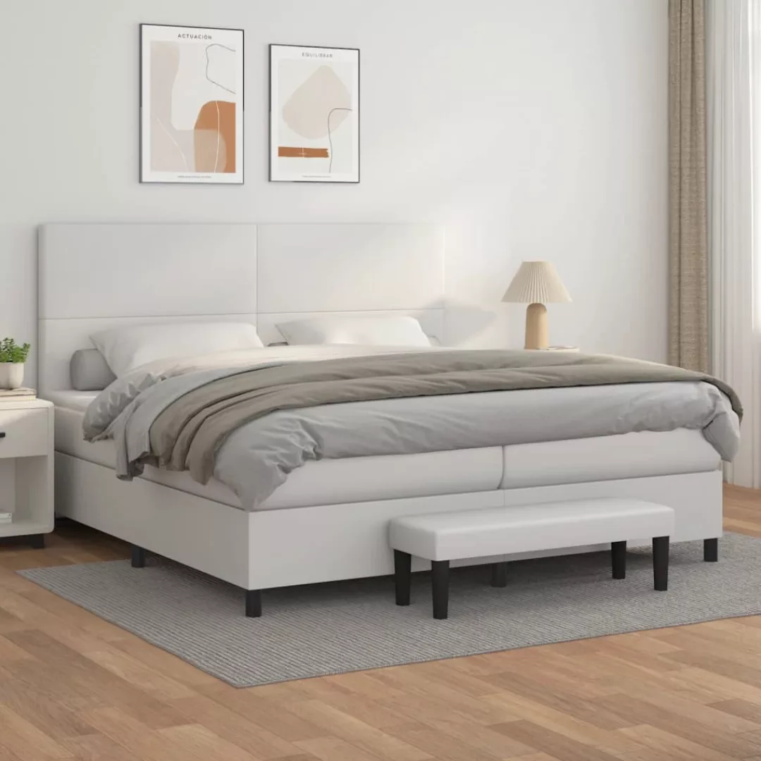 Vidaxl Boxspringbett Mit Matratze Weiß 200x200 Cm Kunstleder günstig online kaufen