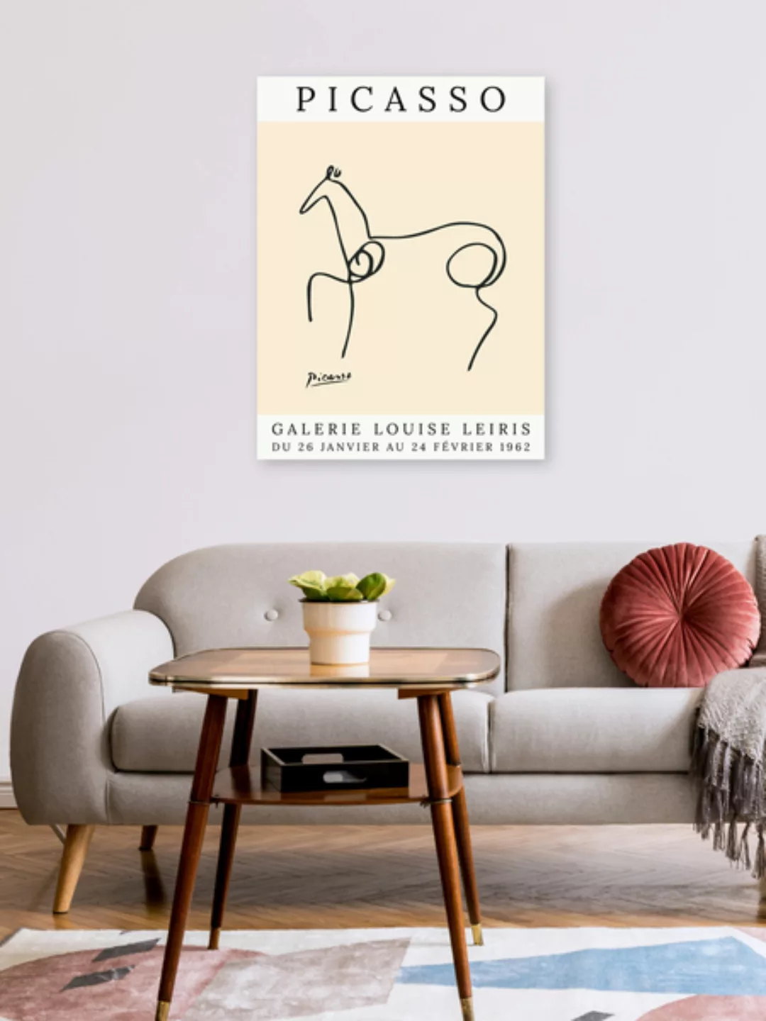 Poster / Leinwandbild - Picasso Pferd – Beige günstig online kaufen
