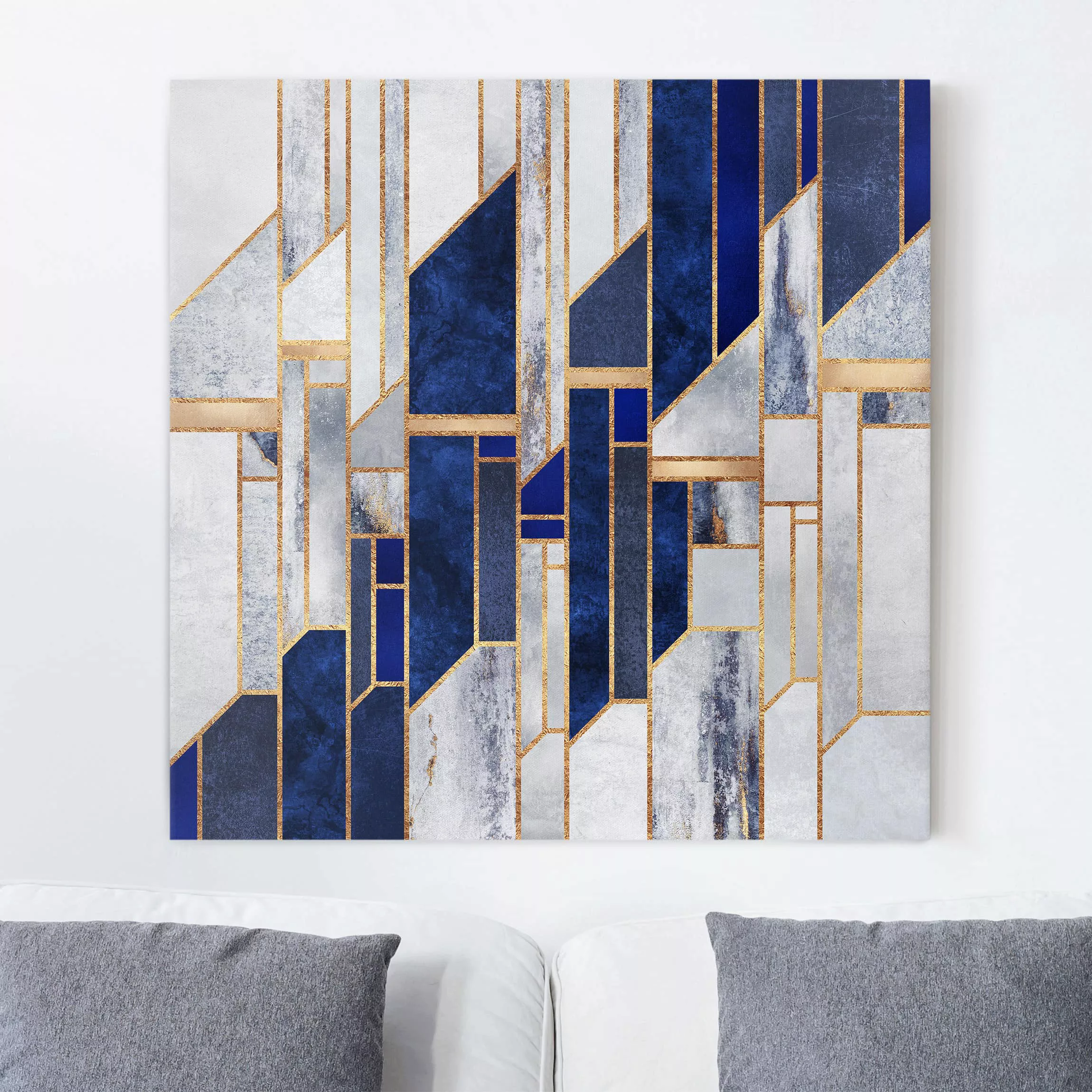 Leinwandbild Abstrakt - Quadrat Geometrische Formen mit Gold günstig online kaufen