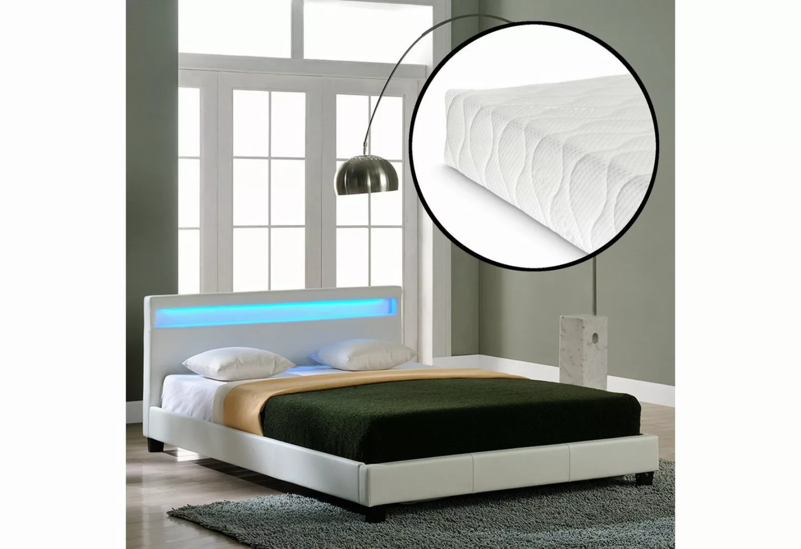 Corium Polsterbett (Bett und Matratze), LED-Bett »Paris« mit Matratze 160x2 günstig online kaufen