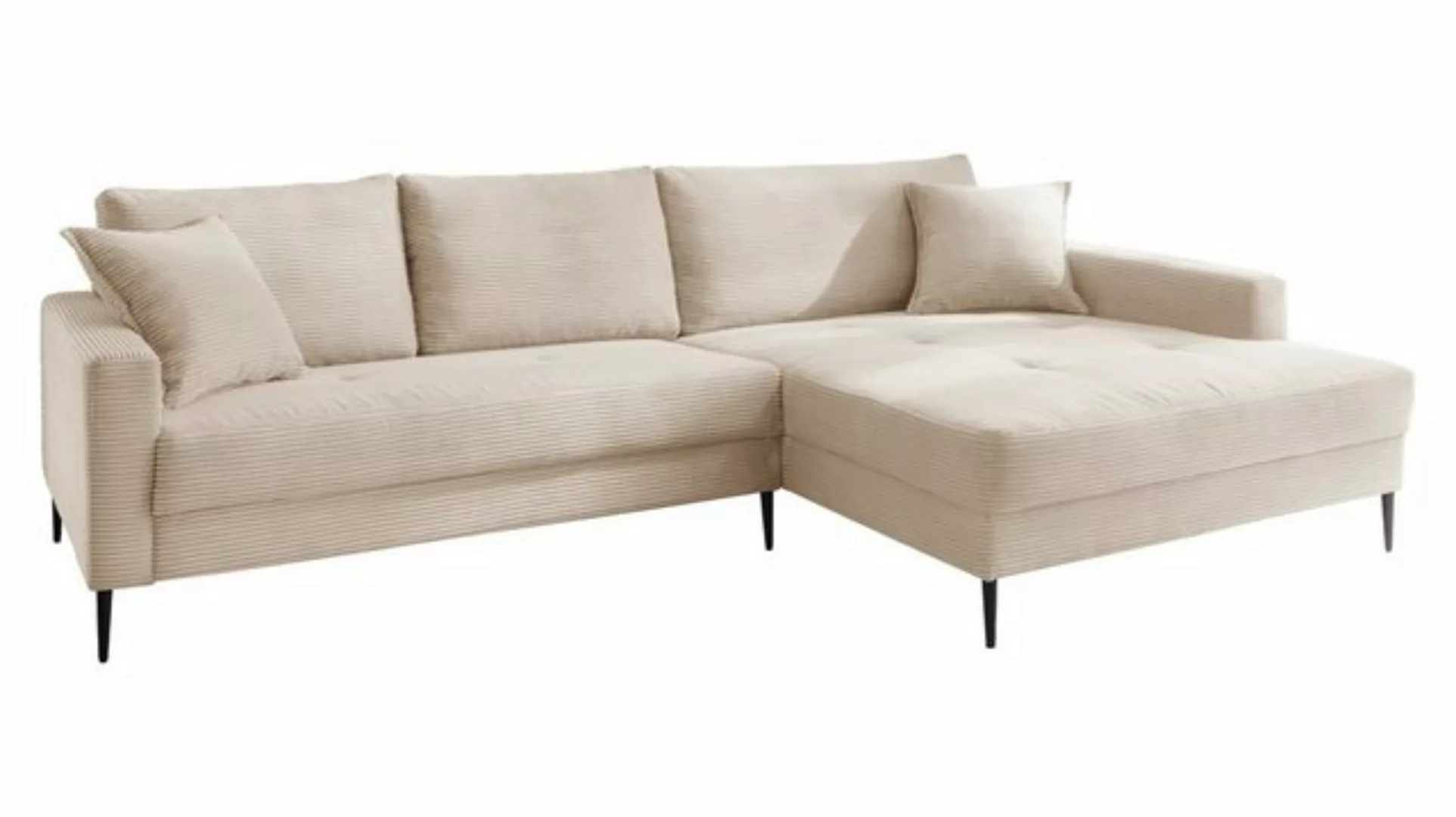 Massivart® Ecksofa SUMMER Cord creme / 276 cm, Cordsofa / Nosagunterfederun günstig online kaufen