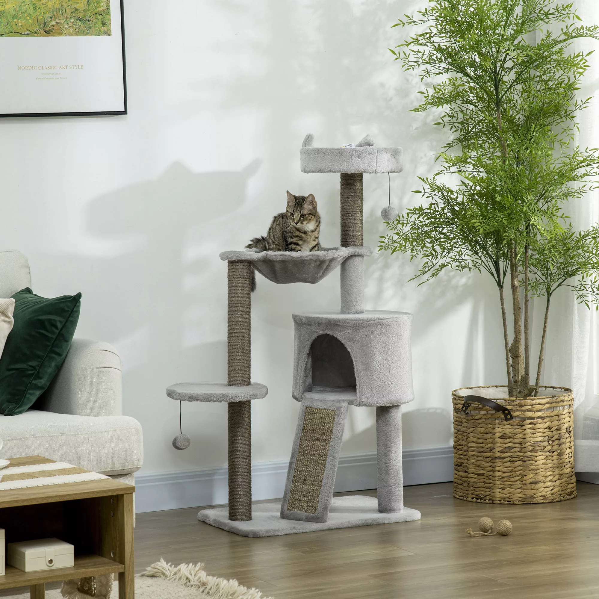 PawHut Kratzbaum  Katzenkratzbaum mit Katzenhöhle & Sisalsäule, Spielbaum m günstig online kaufen