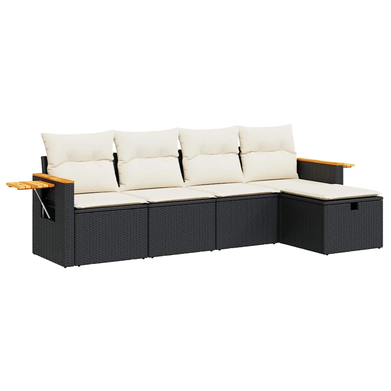 vidaXL 5-Tlg Garten-Sofagarnitur mit Kissen Schwarz Poly Rattan 3325955 günstig online kaufen