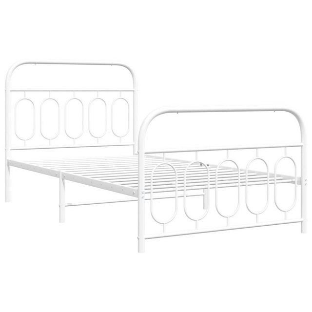 vidaXL Bett Bettgestell mit Kopf- und Fußteil Metall Weiß 100x190 cm günstig online kaufen