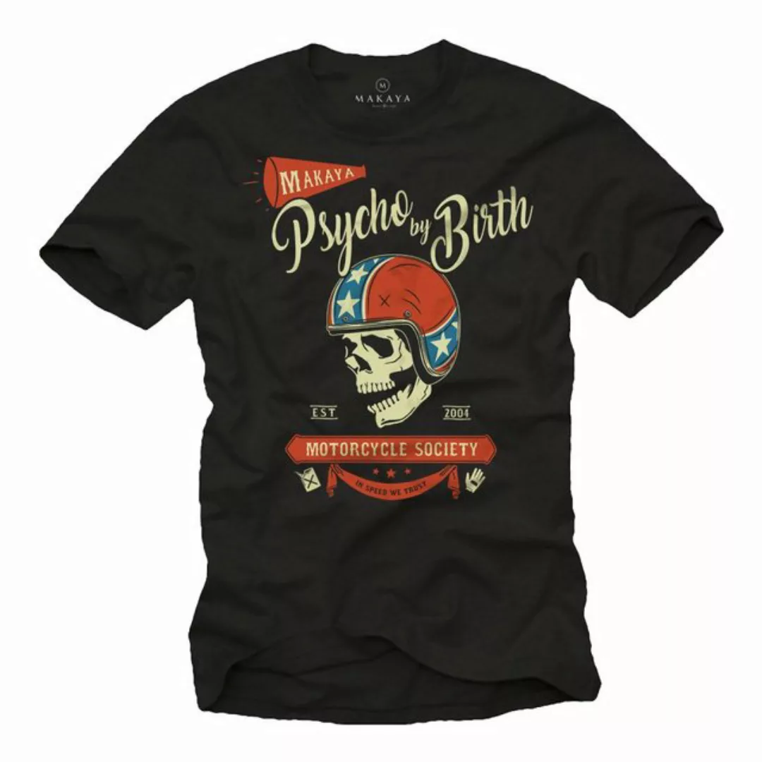 MAKAYA Print-Shirt Herren Lustige Motorrad Sprüche Skull Totenkopf Motiv mi günstig online kaufen