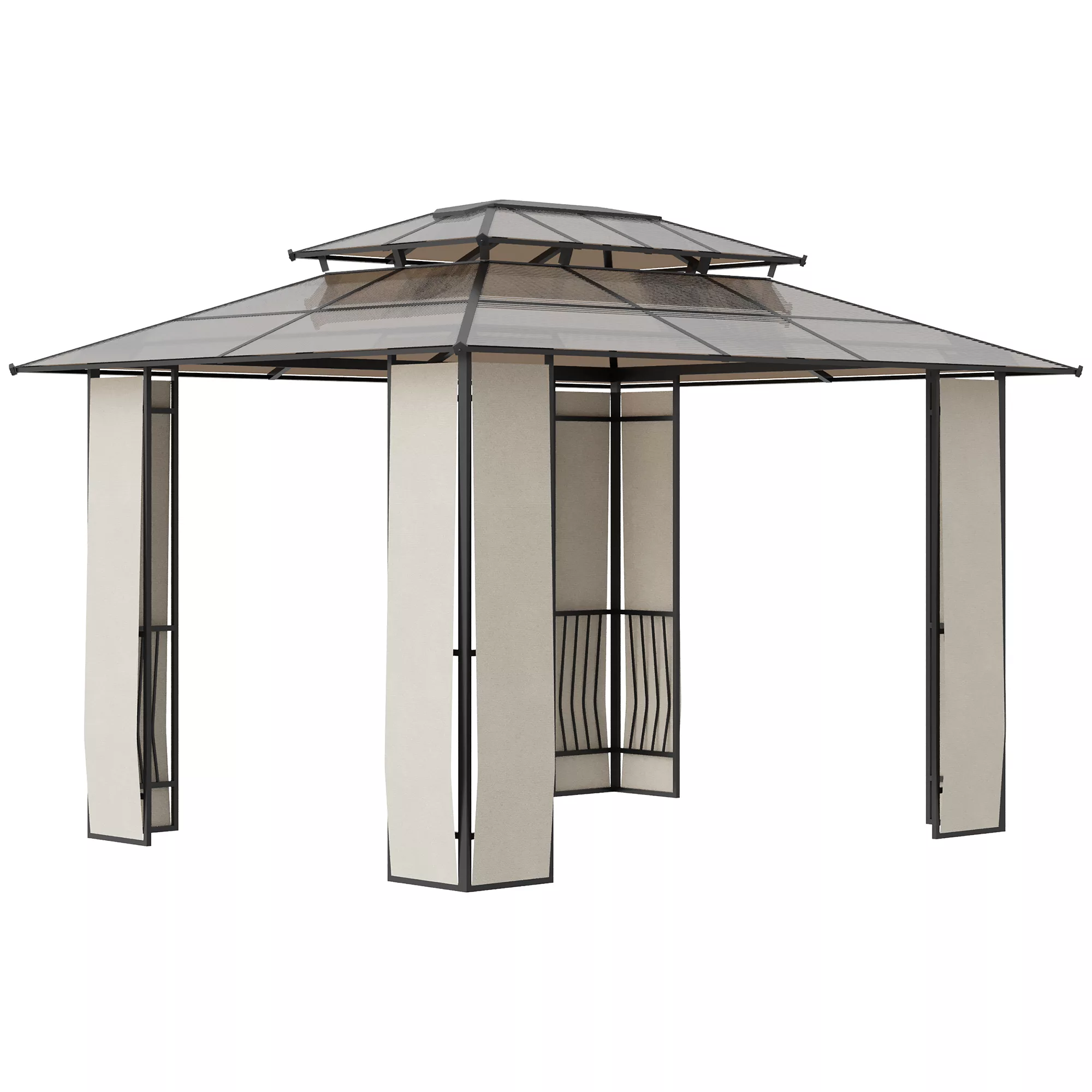 Outsunny Gartenpavillon Pavillon mit Sonnendach aus Polycarbonatplatten UV- günstig online kaufen