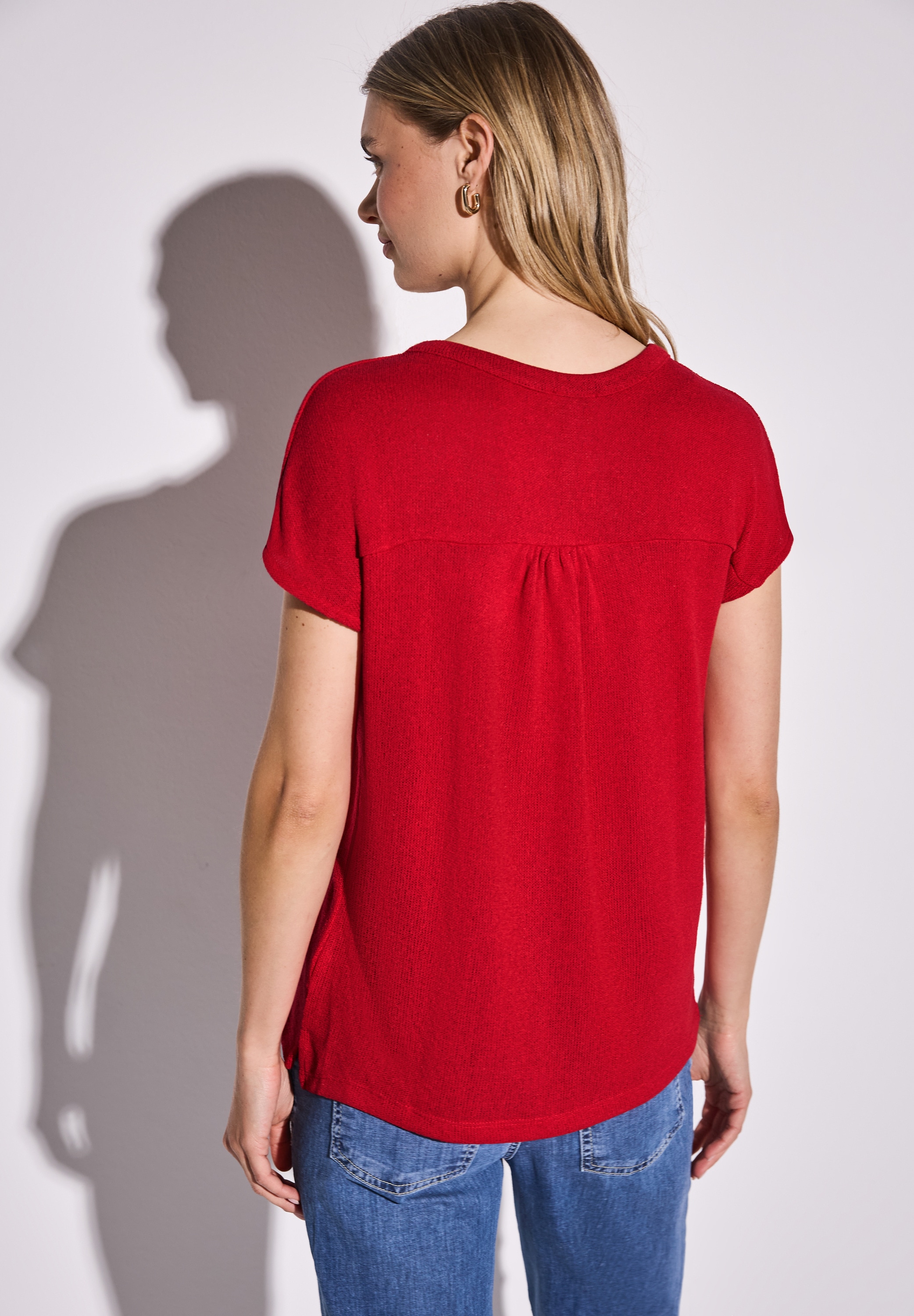 STREET ONE T-Shirt, mit geschlitztem Rundhalsausschnitt günstig online kaufen