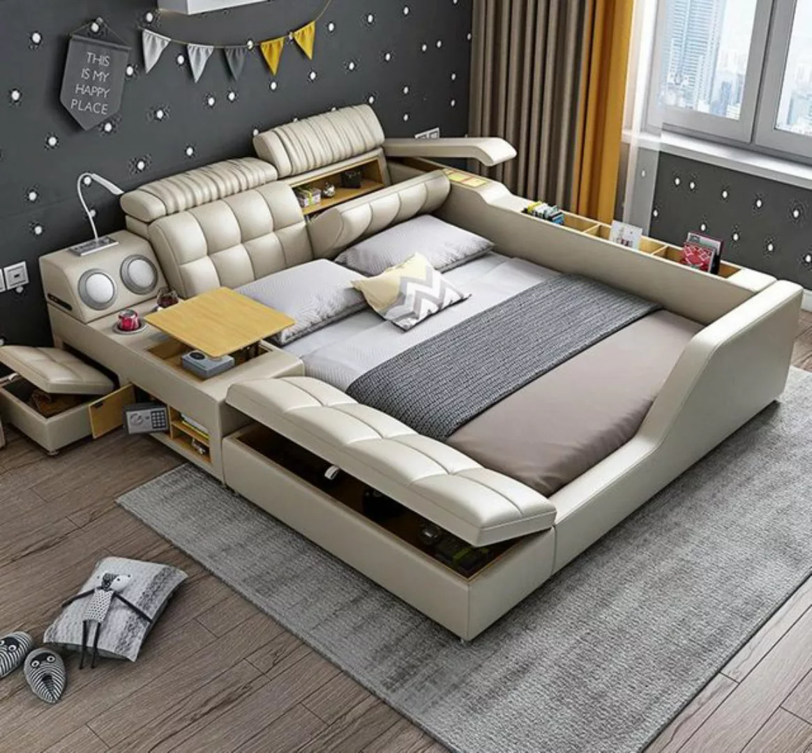 JVmoebel Bett Doppelbett Polsterbett Schlafzimmer 180x200cm Multifunktion B günstig online kaufen