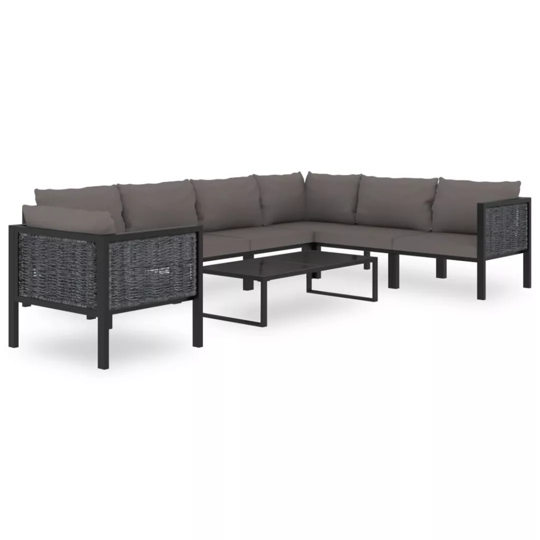 8-tlg. Garten-lounge-set Mit Auflagen Poly Rattan Anthrazit günstig online kaufen