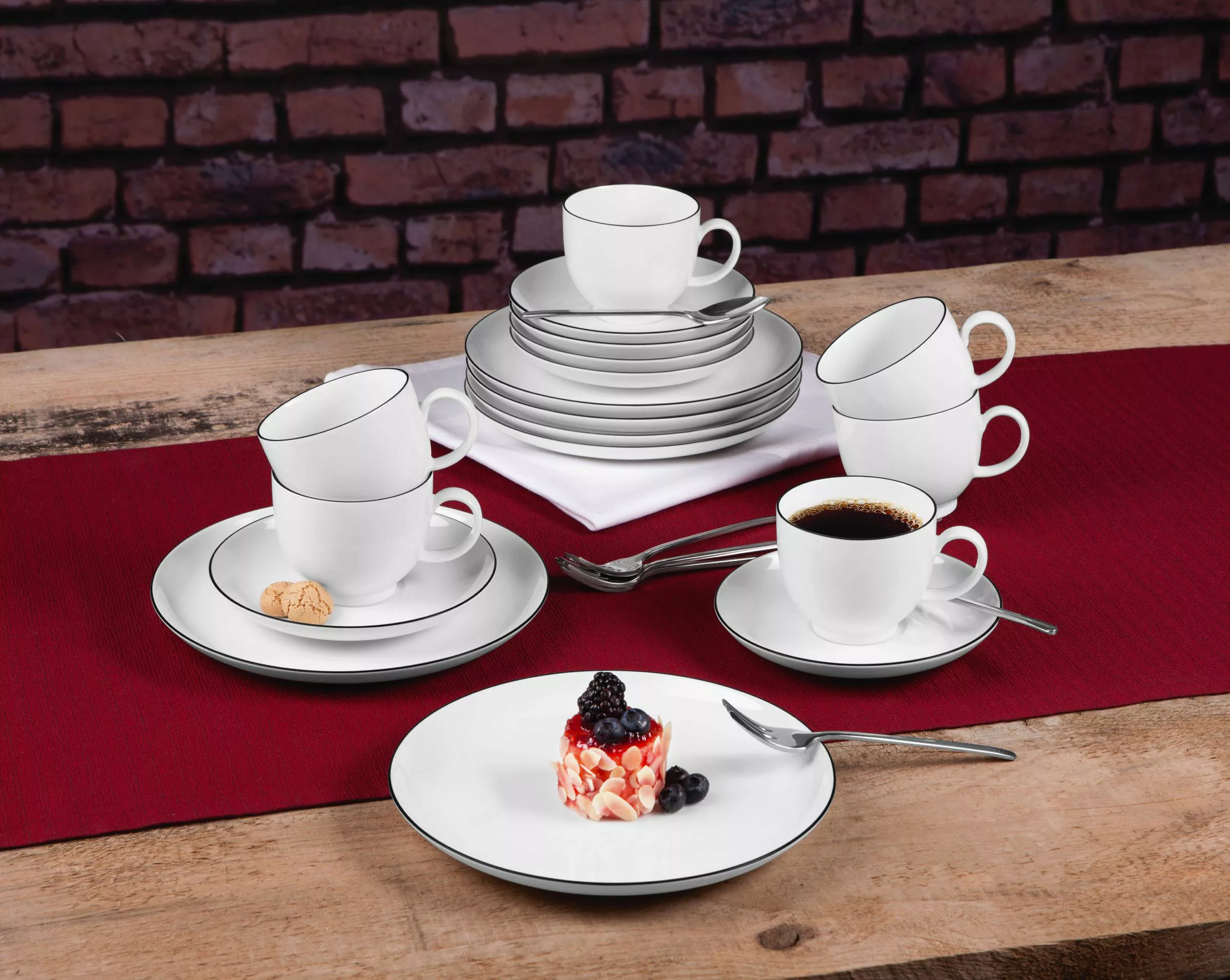 Seltmann Weiden Kaffeeservice »Geschirr-Set, Service Lido Black Line«, (Set günstig online kaufen